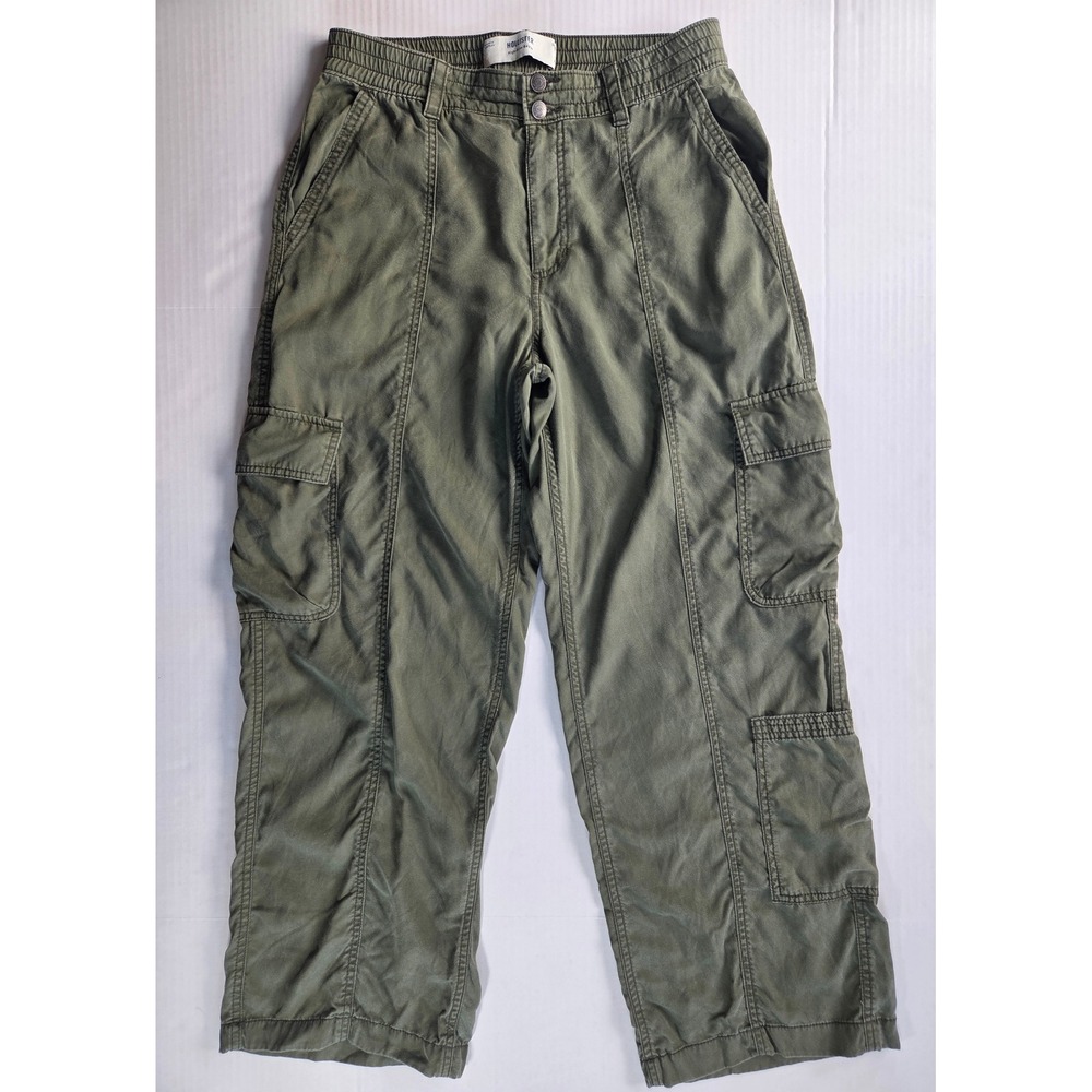 Hollister Cargo Pants Women Medium Olive Green High-Rise Baggy Utility